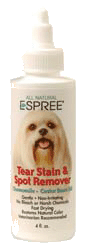 Espree Tear Stain en Spot Remover verwijdert op veilige manier traanstrepen die veroorzaakt worden door extreem tranen bij honden
